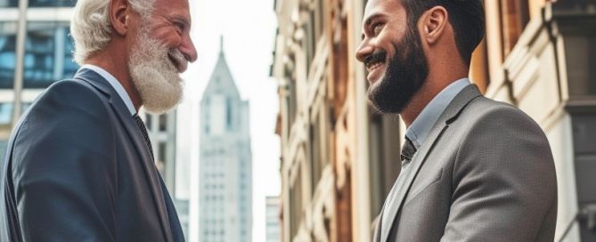 Stretta di mano tra padre e figlio